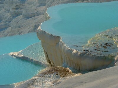 The enchanting pools of Pamukkale in Turkey. Pamukkale hot spring