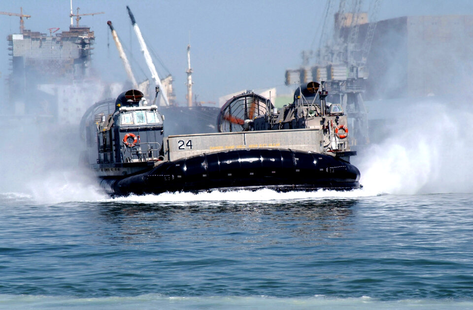A Landing Craft Air Cushion carries U.S. Marines