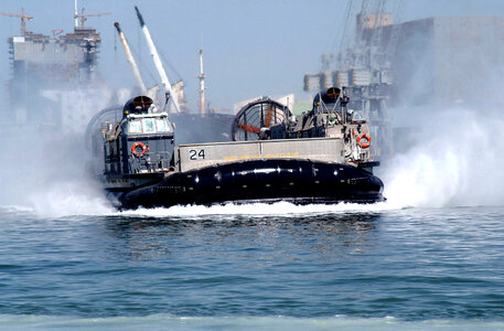 A Landing Craft Air Cushion carries U.S. Marines