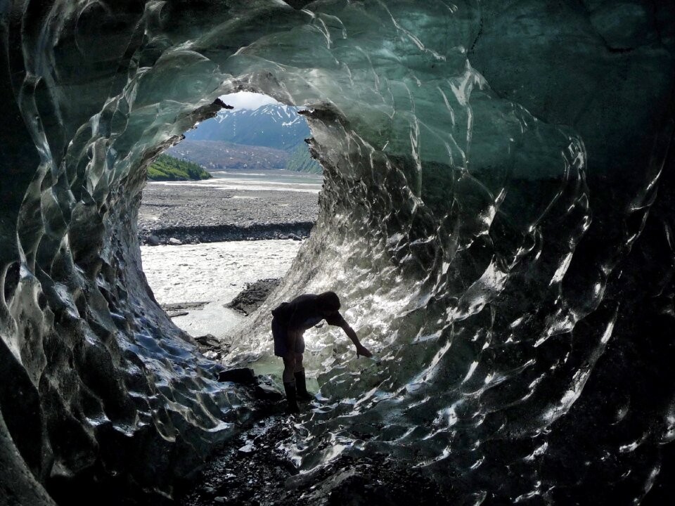 Exploring a glacier
