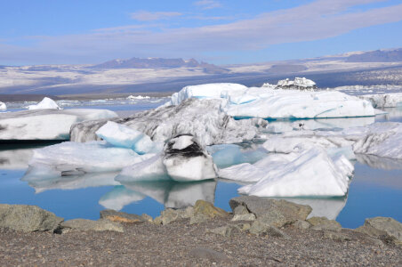 Icelandic glacier flowing down to the sea
