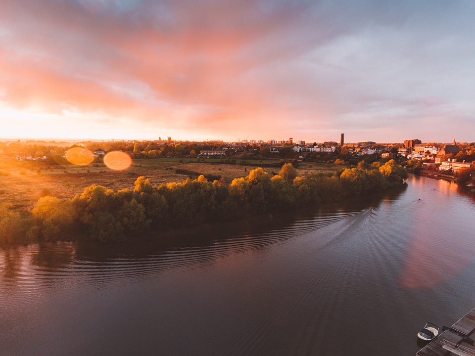 Sunset over River photo