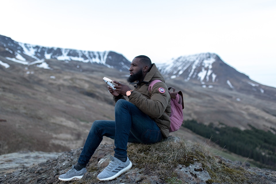 Man Headphones Mountain