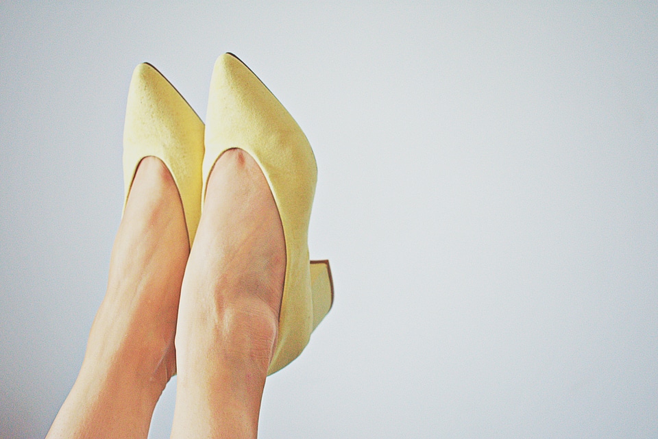 Woman Feet Yellow Shoes photo