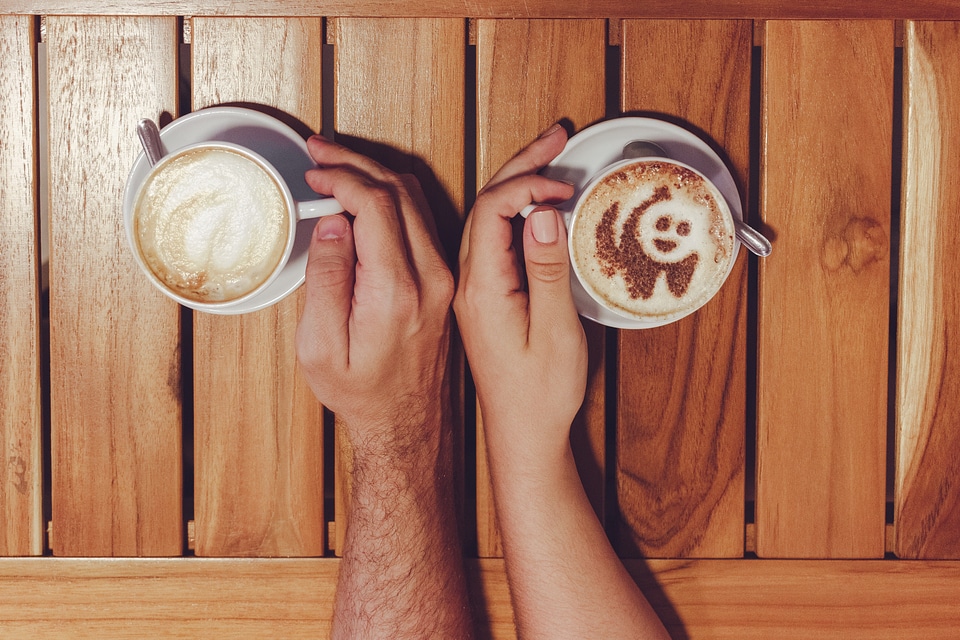 Man Woman Cappuccino Hands photo