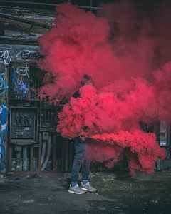 Man Red Smoke photo