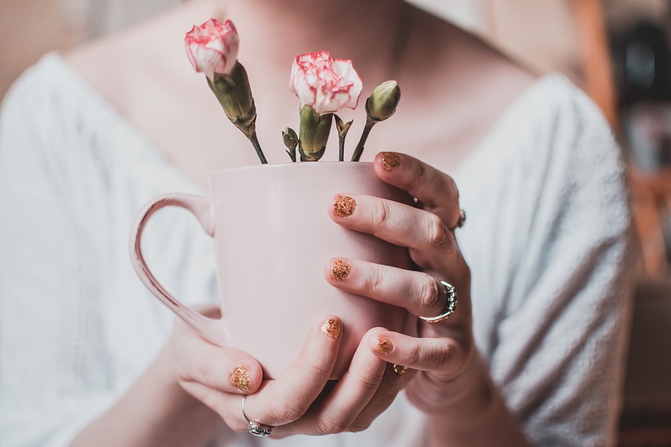 Woman Pink Flowers