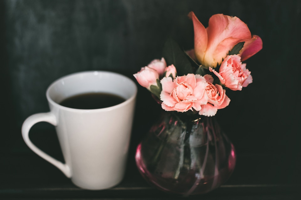 Black Coffee Pink Flowers
