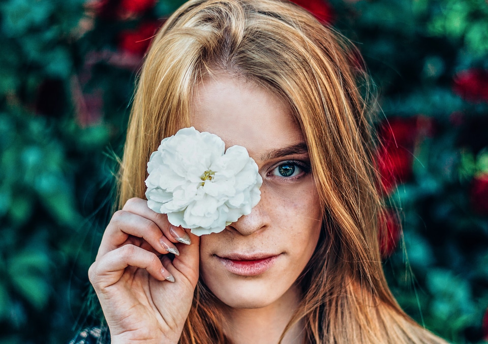 Beautiful Woman White Flower