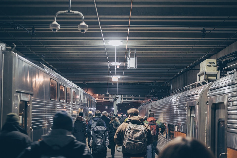 Busy Train Station