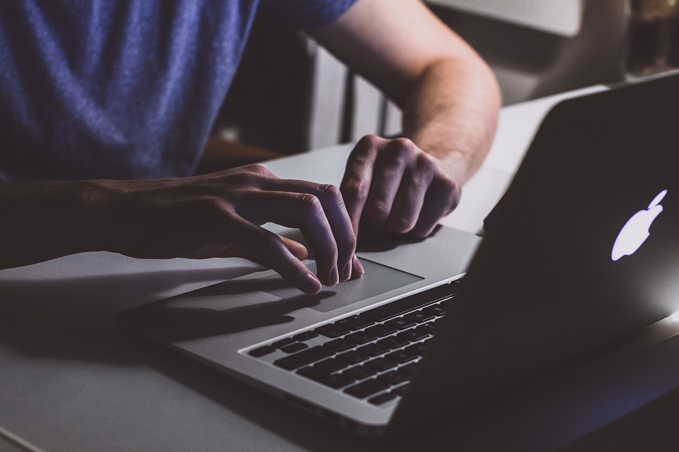 Man Typing Laptop Office Desk MacBook photo