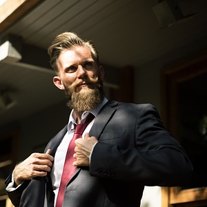 Man Suit Beard Tie photo
