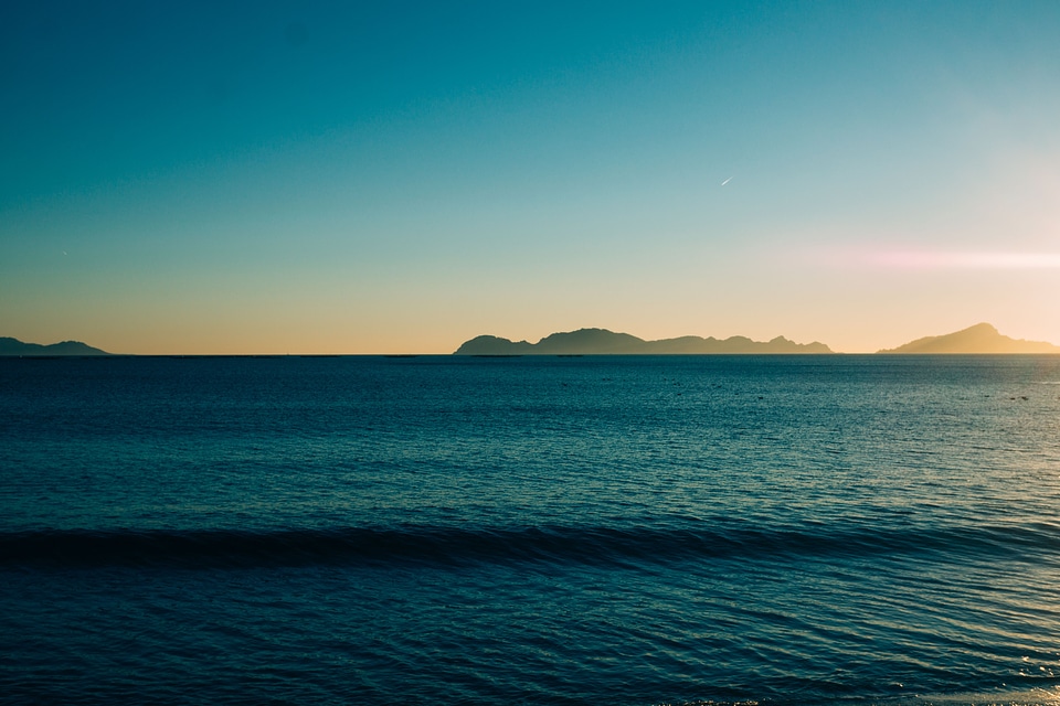 Beach Sea Wave Mountain Panorama