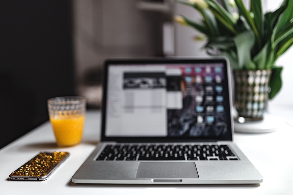 MacBook Pro Desk Orange Juice