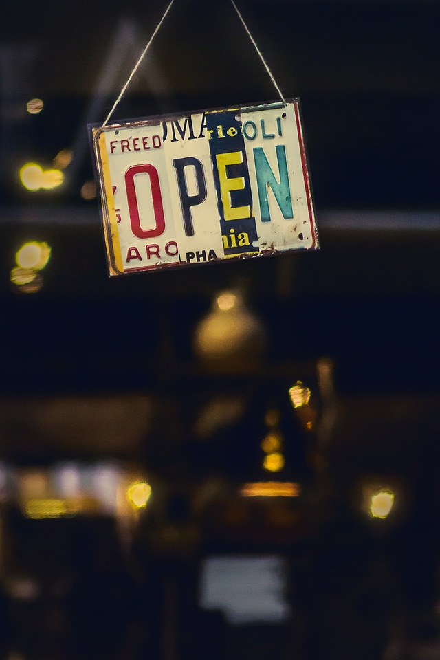 Number Plate Open Sign
