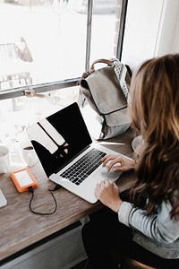 Woman Satchel MacBook Working photo