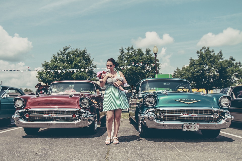 Mother Child Classic Car