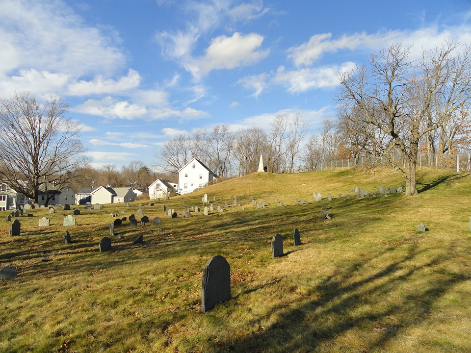 Clouds cemetery buildings