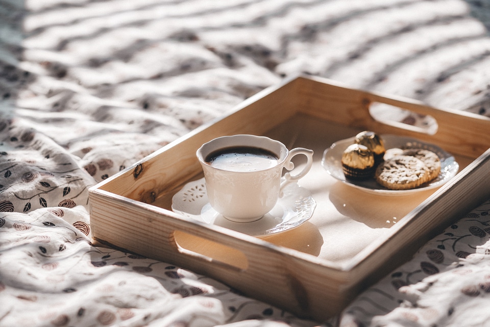 Coffee and Cookies on Tray photo
