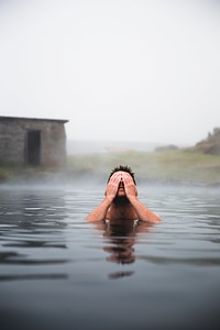 Man In Volcanic Pool photo