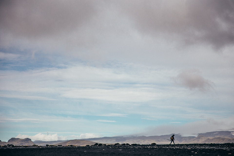 Photographer Hiking Iceland Flats