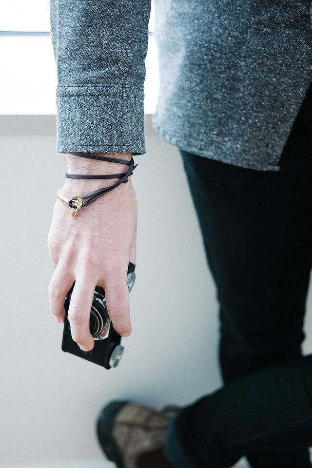 Leather Anchor Bracelet For Men