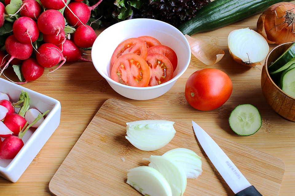 Fresh Salad Ingredients In Kitchen