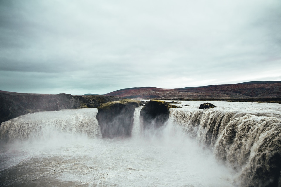 Rushing Waterfall In Iceland