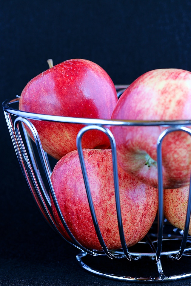 Apples In Fruit Basket Close Up