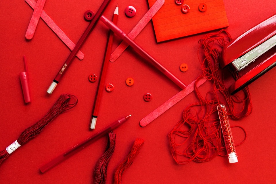 Art Supplies In Red