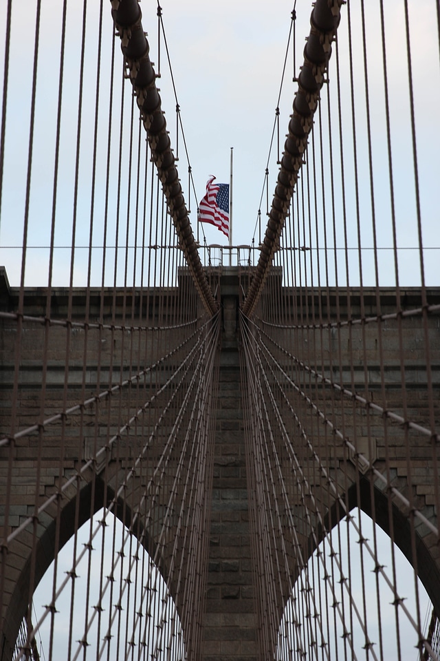 Flag On Suspension Bridge