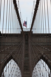 Flag On Suspension Bridge photo