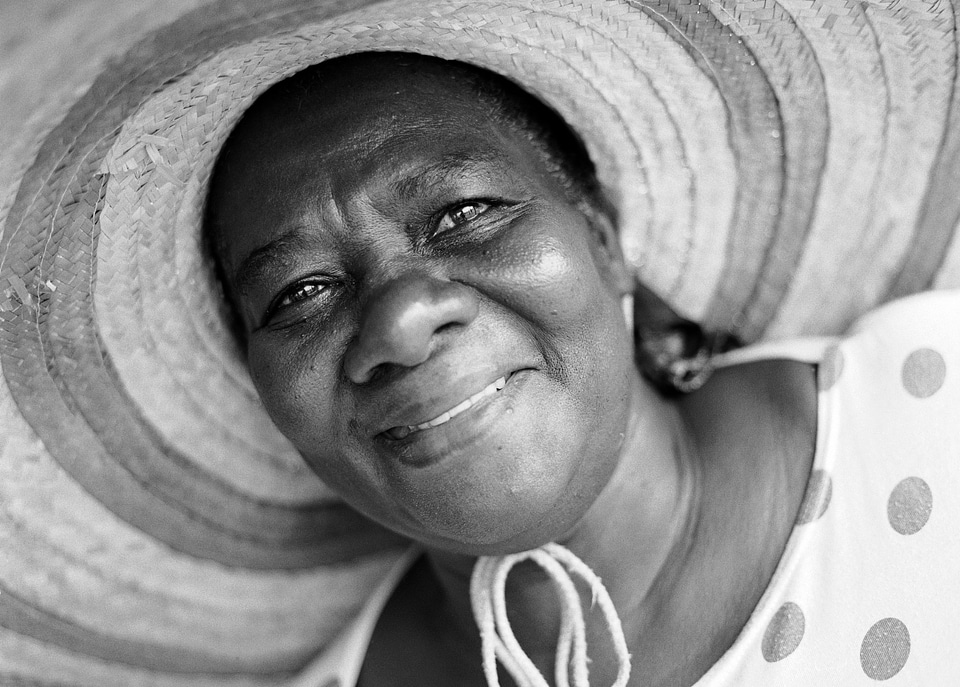 Happy black and white portrait