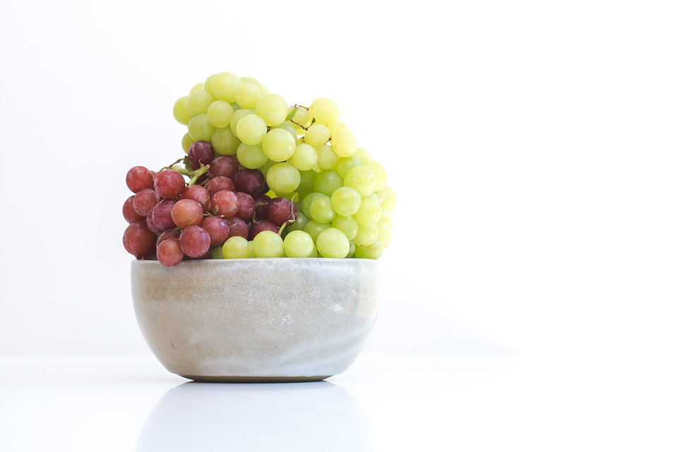 Green Red Grapes In Bowl