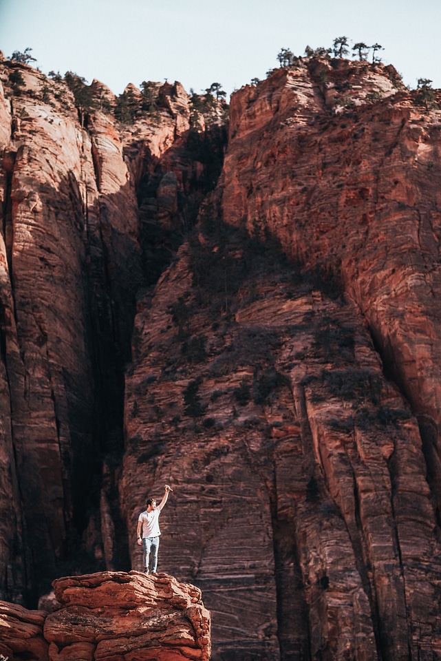 Hiker On Canyon Plateau