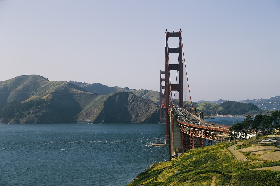 Hillside And Golden Gate Bridge