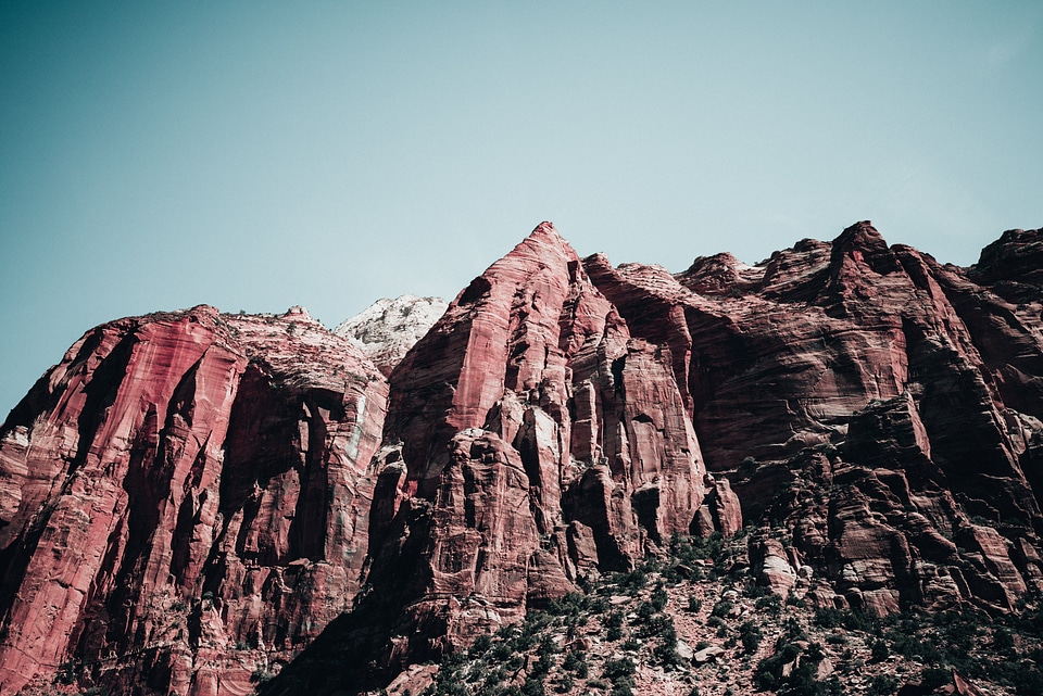 Red Sandstone Peaks In Canyon