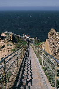 Walking Bridge To Lighthouse By Pacific Ocean photo