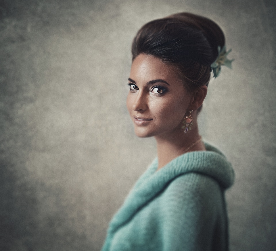 Beautiful Woman Portrait in Retro Style