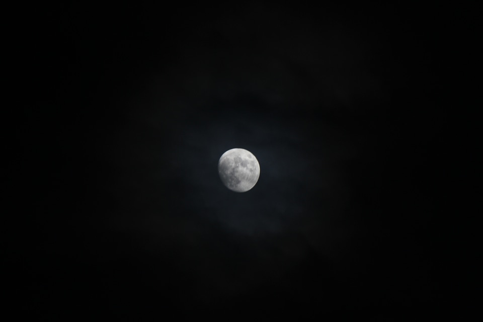 Full moon in dark sky