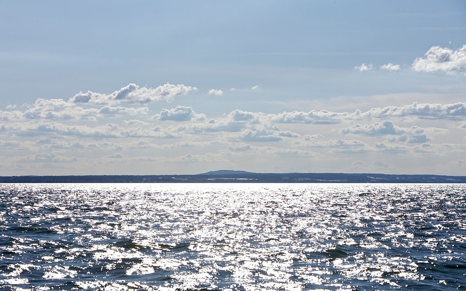 Water surface reflection sky