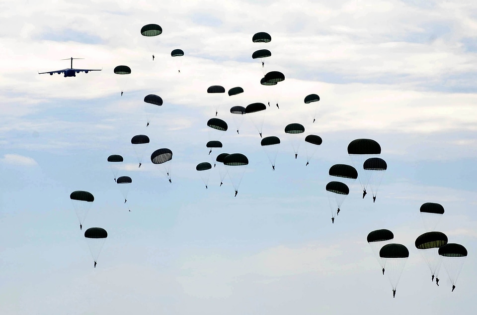 Clouds parachuting airborne