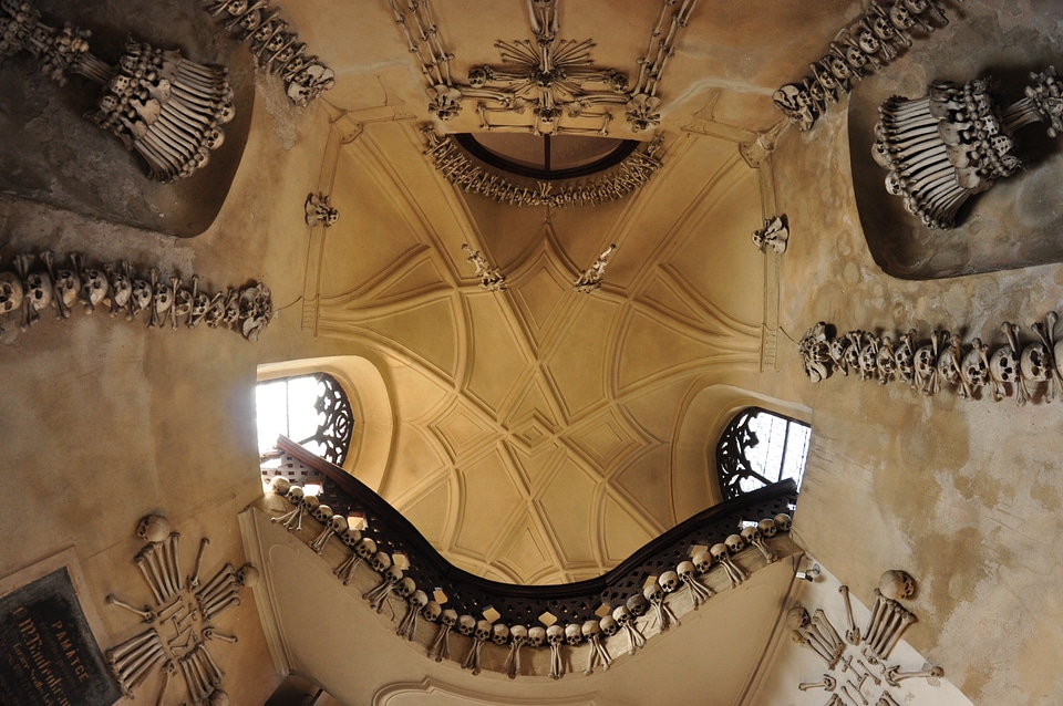 Ceiling of Kutna Hora’s bone church