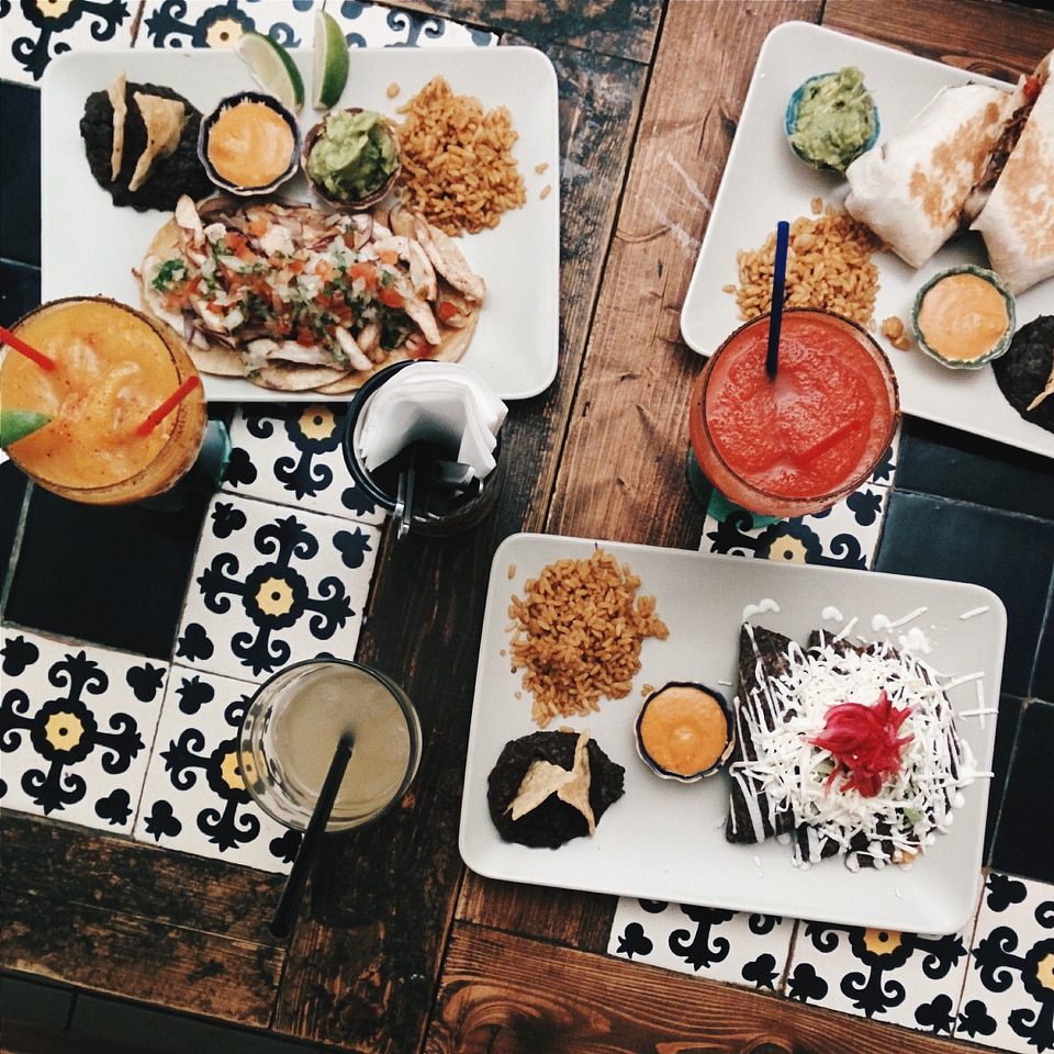 Dishes in a Mexican restaurant