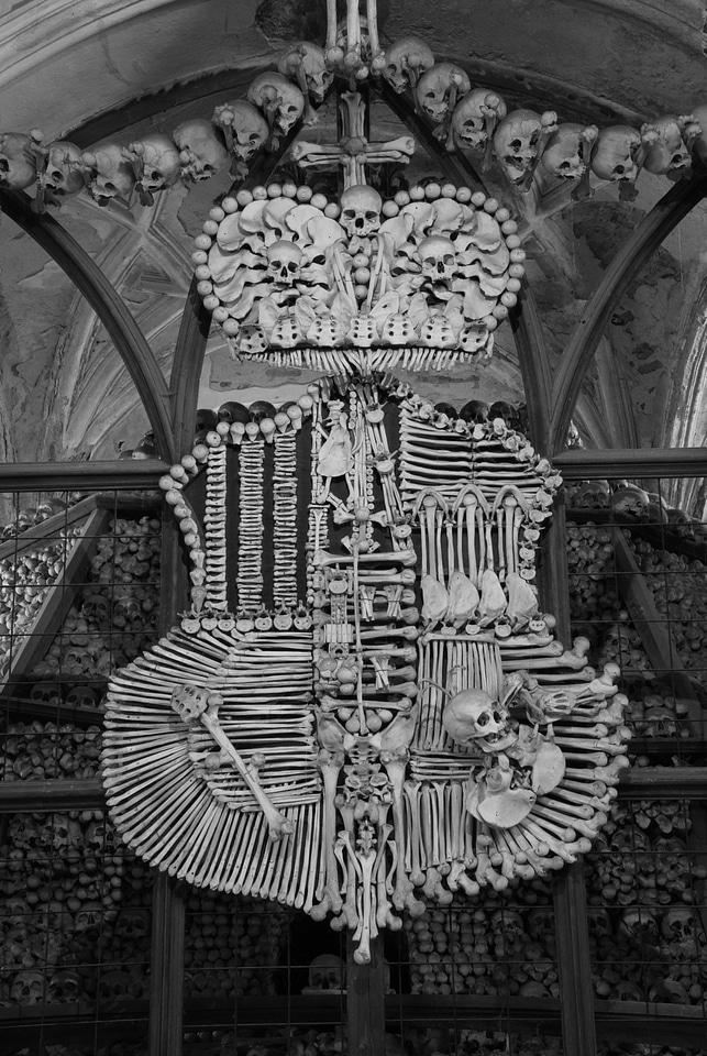 Sculpture out of bones in Kutna Hora