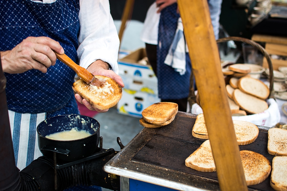Traditional Czech toasted bread with garlic