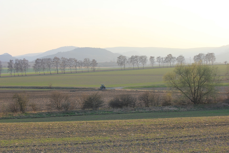 View over fields onto the Harz mountains