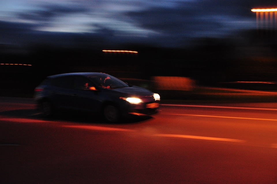 Speedy car at night