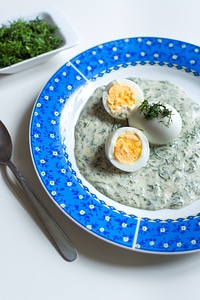 Traditional Czech dill gravy with eggs