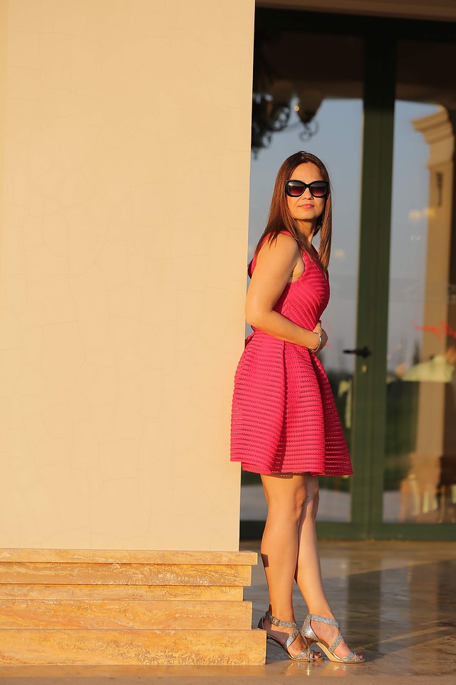 Posing brunette standing